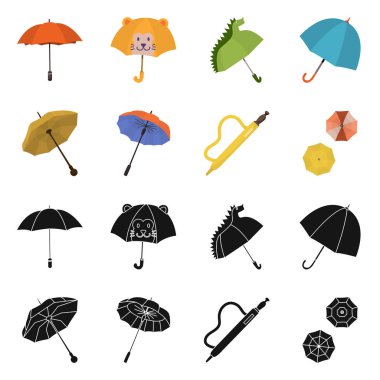 Koruma ve kapalı işareti vektör tasarımı. Koruma ve web için yağmurlu hisse senedi simgesi toplama.