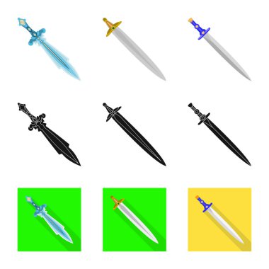 Oyun ve zırh işareti vektör Illustration. Web için oyun ve bıçak hisse senedi simgesi kümesi.