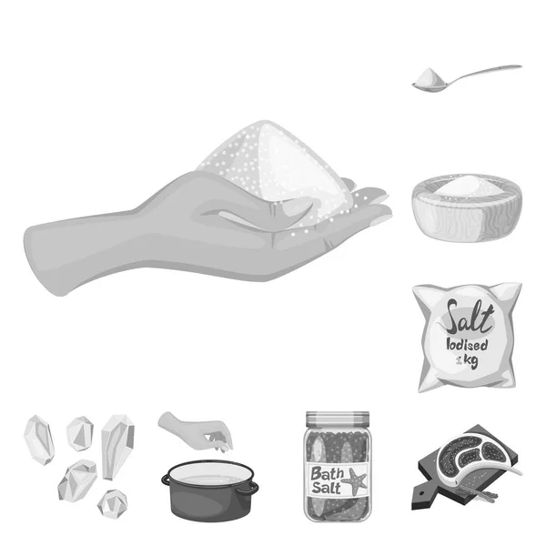 Isolé objet de sel et de nourriture icône. Collection de sel et de minéral symbole de stock pour la toile . — Image vectorielle