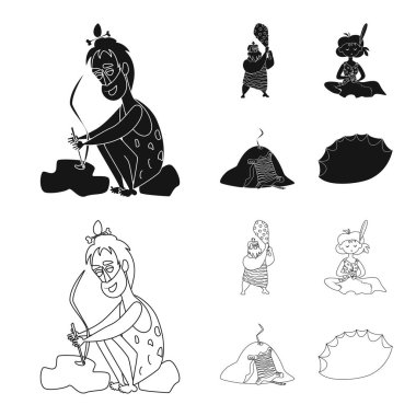 Evrim ve tarih öncesi simge vektör Illustration. Evrim ve geliştirme hisse senedi vektör çizim topluluğu.