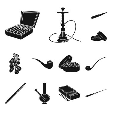 Anti ve alışkanlık simgesinin izole nesne. Anti ve tütün stok vektör çizim seti.