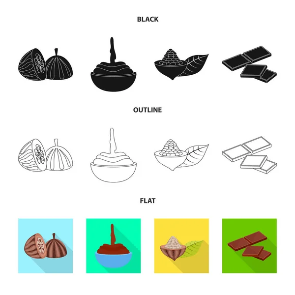 Векторная иллюстрация продуктов питания и вкусный логотип. Набор векторных иллюстраций для пищевых продуктов и коричневых продуктов . — стоковый вектор
