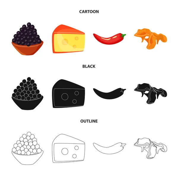 Objet isolé de goût et logo du produit. Collection de symbole de goût et de bouillon de cuisson pour toile . — Image vectorielle