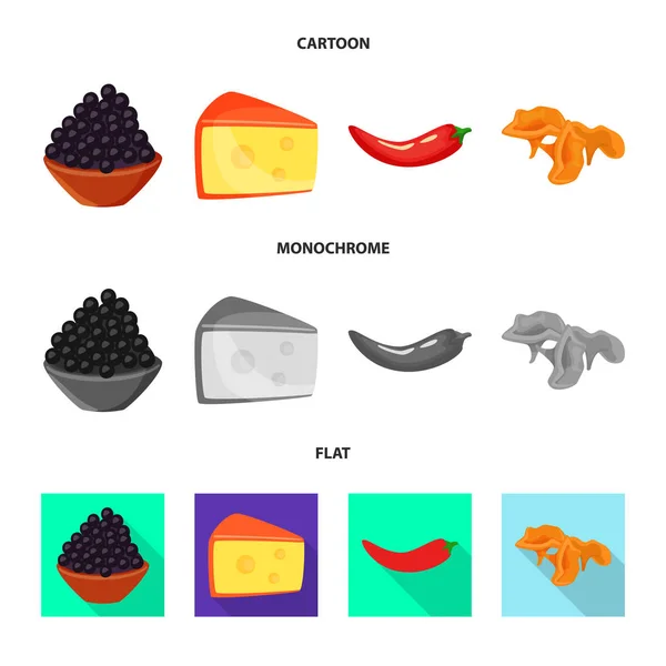 独立的口味和产品徽标的对象。收集的味道和烹饪股票符号的网络. — 图库矢量图片