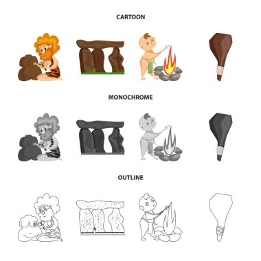 Evrim ve tarih öncesi logo vektör Illustration. Evrim ve geliştirme hisse senedi vektör çizim seti.