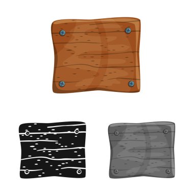 Vektör Illustration tahta ve kontrplak işareti. Web için Board ve Nails stok sembolü seti.