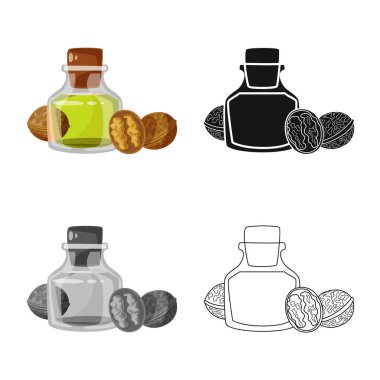 Ceviz ve gıda logosu vektör Illustration. Web için ceviz ve soğuk stok sembolü koleksiyonu.
