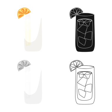 Kokteyl ve cam sembolü vektör Illustration. Stok için kokteyl ve limon vektör simgesi koleksiyonu.