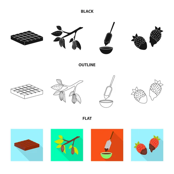 Векторная иллюстрация еды и вкусной иконы. Набор векторных иллюстраций для пищевых продуктов и коричневых продуктов . — стоковый вектор