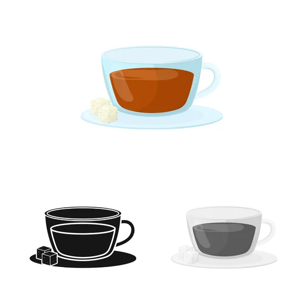 Isolated object of cup and tea logo. Set of cup and breakfast stock vector illustration. — Stock Vector