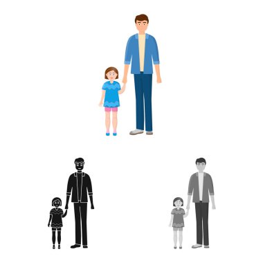 Baba ve kız logosu vektör Illustration. Baba ve baba stok vektör çizim seti.