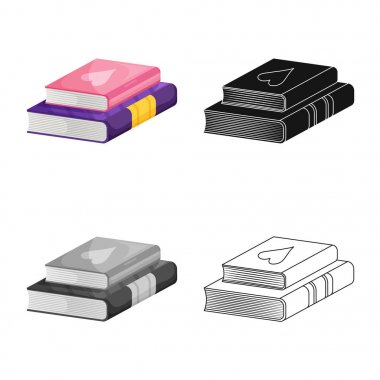 Ders kitabı ve öğrenme logosu izole nesne. Web için ders kitabı ve bilgi stok sembolü kümesi.