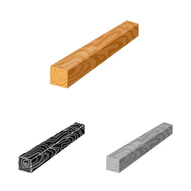 Ahşap ve parça simgesinin vektör tasarımı. Kereste ve bölüm stok vektör çizim seti.