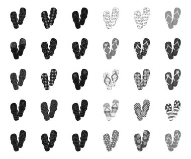 Flip-flop siyah. mono simgeleri set koleksiyonunda tasarım için. Plaj ayakkabıları vektör sembol stok Web illüstrasyon.