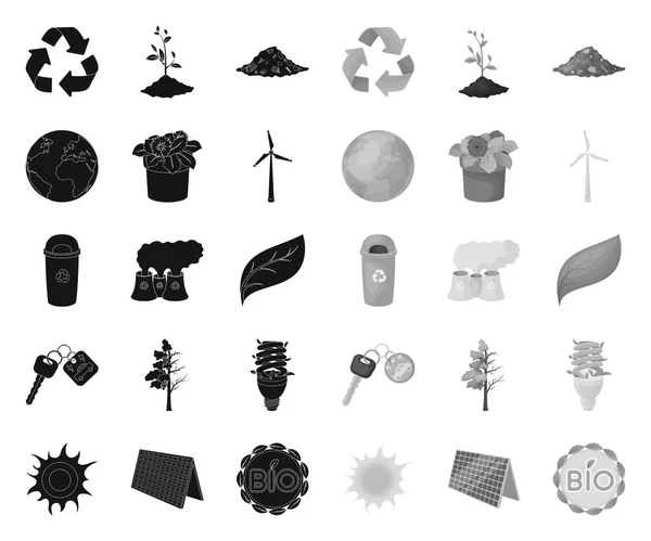 Bio y ecología black.mono iconos en la colección de conjuntos para el diseño. Un producto ecológicamente puro vector símbolo stock web ilustración . — Archivo Imágenes Vectoriales