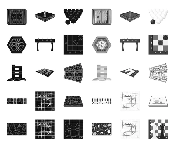Juego de mesa black.mono iconos en la colección de conjuntos para el diseño. Juego y entretenimiento vector símbolo stock web ilustración . — Vector de stock