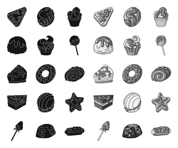 Vector ontwerp van dessert en zoete logo. Set van dessert en voedsel vector pictogram voor voorraad. — Stockvector