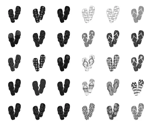 Flip-flop siyah. mono simgeleri set koleksiyonunda tasarım için. Plaj ayakkabıları vektör sembol stok Web illüstrasyon.