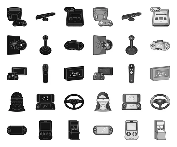 Game console dan virtual reality black.mono icons in set collection for design.Game Gadgets vector symbol stock web illustration . - Stok Vektor