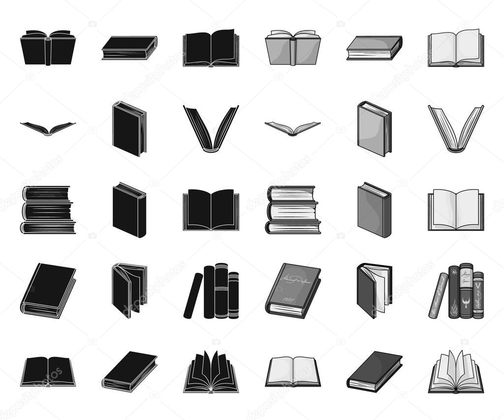 Book in the binding black.mono icons in set collection for design. Printed products vector symbol stock  illustration.