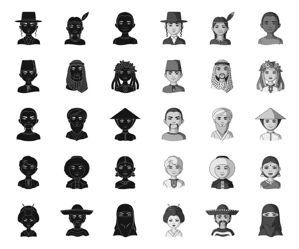 Lidská rasa černá. ikony mono v kolekci set pro návrh. Lidé a národnost vektorový symbol akciových webů ilustrace. — Stockový vektor