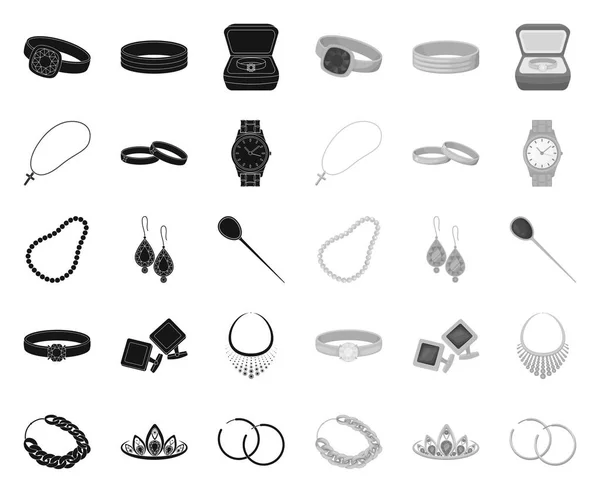 Bijoux et accessoires icônes black.mono en set collection pour design.Decoration vectoriel symbole stock illustration web . — Image vectorielle