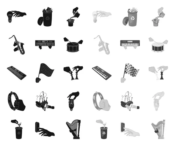Manipuláció a kezek fekete. mono ikonok a készlet gyűjteményben a design. Kéz mozgását vektor szimbólum Stock web illusztráció. — Stock Vector