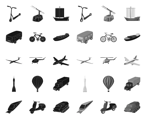 Diversi tipi di trasporto black.mono icone nella collezione set per il design. Auto e nave vettoriale simbolo stock web illustrazione . — Vettoriale Stock