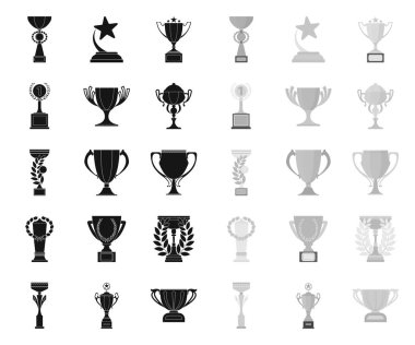 Gold Cup siyah. mono simgeleri set koleksiyonunda tasarım için. Kazananlar Kupası vektör sembol stok Web illüstrasyon.