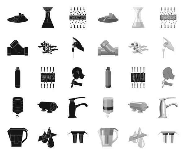 Water filtration system black.mono icons in set collection for design. Cleaning equipment vector symbol stock web illustration. — Stock Illustration Water filtration system black.mono icons in set collection for design. Cleaning equipment vector symbol stock web illustration. Royalty Free Stock Vectors