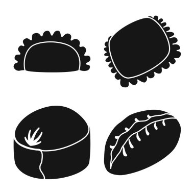 Mutfağın izole nesnesi ve meze simgesi. Mutfak seti ve gıda stok vektör illüstrasyon.