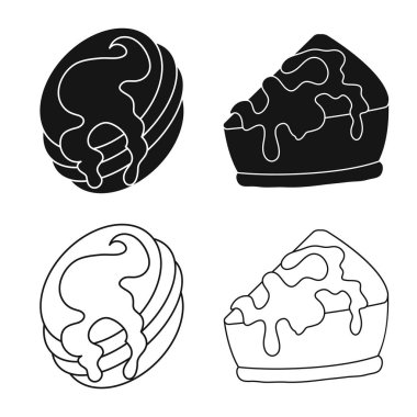 Şekerleme ve mutfak simge vektör Illustration. Şekerlemeler ve hisse senedi için ürün vektör simge kümesi.