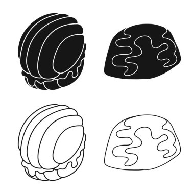 Şekerlemeler ve mutfak işareti vektör tasarımı. Şekerleme ve ürün hisse senedi simgesi için web topluluğu.