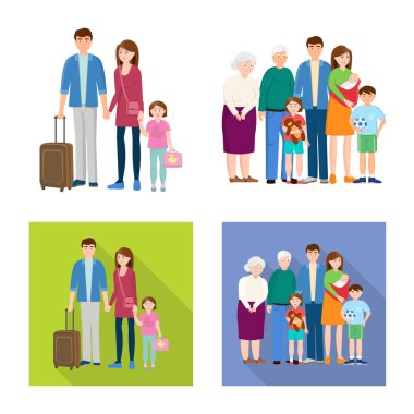 Karakter ve avatar logo vektör tasarımı. Hisse senedi için karakter ve portre vektör simge topluluğu.