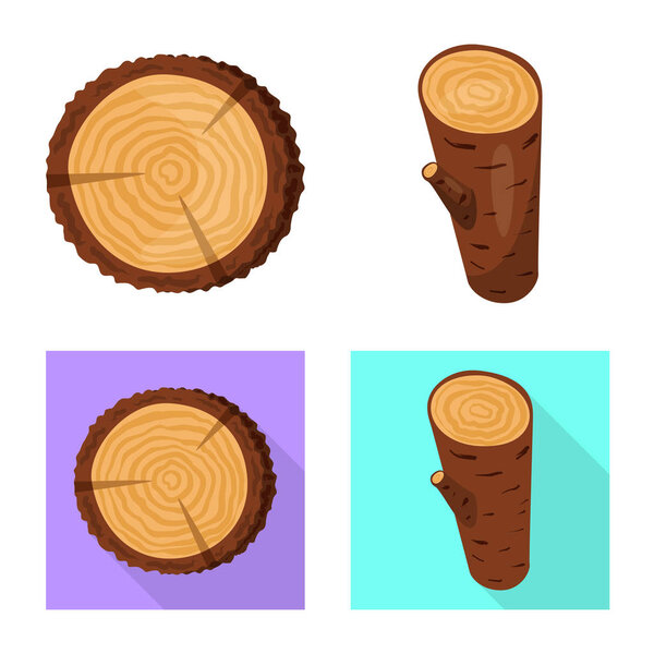 Vector illustration of tree   and raw  sign. Collection of tree   and construction stock vector illustration.