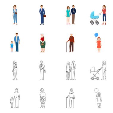 Karakter ve avatar logo yalıtılmış nesne. Web için karakter ve portre hisse senedi simgesi kümesi.