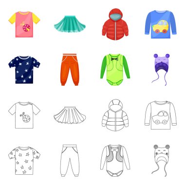 Moda ve giysi logo yalıtılmış nesne. Moda ve pamuk stok vektör çizim topluluğu.