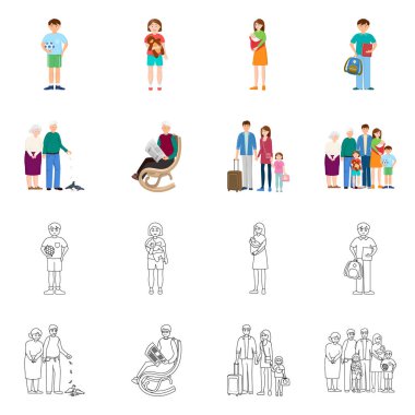 Karakter ve avatar işareti vektör tasarımı. Web için karakter ve portre hisse senedi simgesi kümesi.