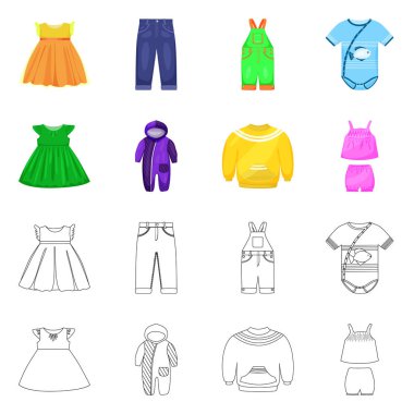 Moda ve giysi logo yalıtılmış nesne. Web için moda ve pamuk hisse senedi simgesi kümesi.