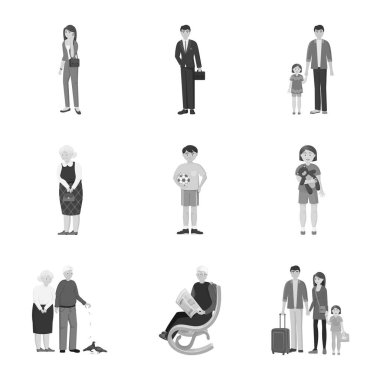 Yüz ve portre simge vektör Illustration. Yüz ve mutlu hisse senedi vektör çizim.