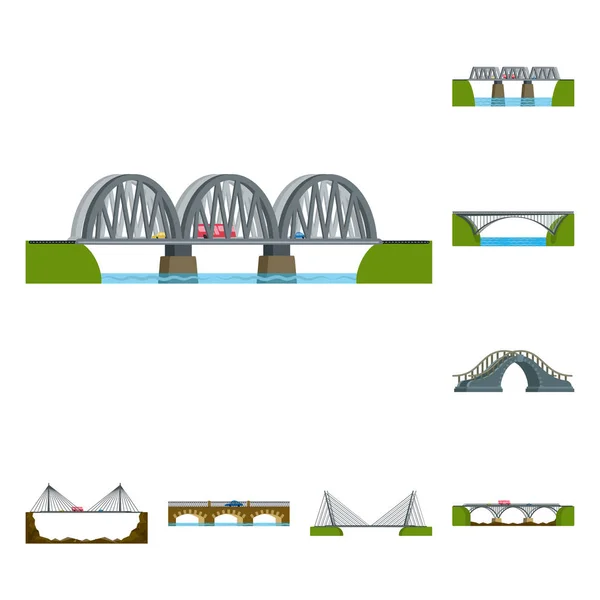 Ilustração vetorial de pontes e símbolo de ponte. Conjunto de pontes e símbolo de estoque de referência para web . —  Vetores de Stock
