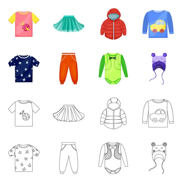 Isolierte Objekt der Mode und Kleidungsstück Logo. Kollektion von Mode und Baumwollstoff Vektor Illustration. — Stockvektor