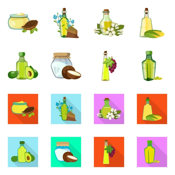 Oggetto isolato di logo sano e vegetale. Raccolta di illustrazioni vettoriali di stock sani e agricoli . — Vettoriale Stock