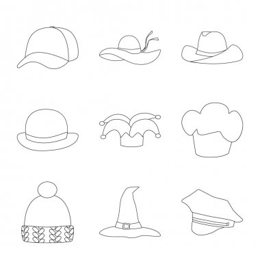 Şapkalar ve napper logo vektör tasarımı. Hisse senedi için başlıklar ve kask vektör simge kümesi.