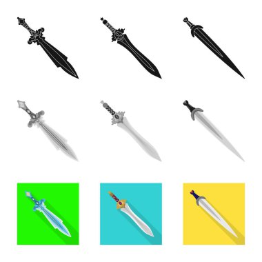 Oyun ve zırh sembolü yalıtılmış nesne. Web için oyun ve bıçak hisse senedi simgesi kümesi.