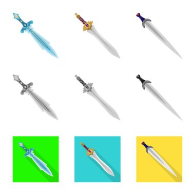 Oyun ve zırh logo yalıtılmış nesne. Oyun ve bıçak hisse senedi vektör çizim seti.