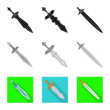 Oyun ve zırh işareti vektör tasarımı. Oyun kümesi ve hisse senedi için bıçak vektör simgesi.