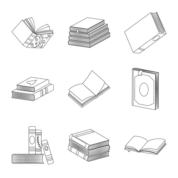 Objet isolé d'étude et logo de la littérature. Collection d'étude et stock source symbole pour le web . — Image vectorielle