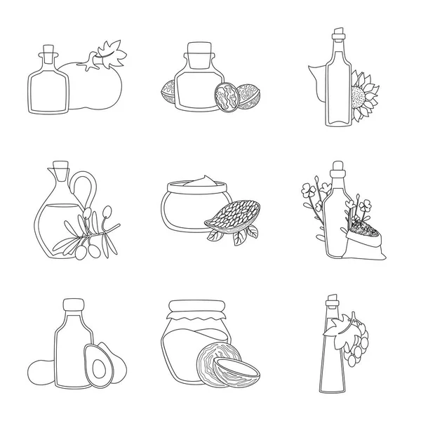 Vektorillustration av friska och vegetabiliska logotyp. Samling av friska och organics vektor ikonen för lager. — Stock vektor