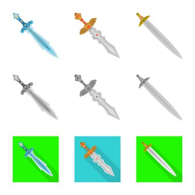 Oyun ve zırh logo vektör tasarımı. Web için oyun ve bıçak hisse senedi simgesi kümesi.